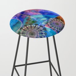 Colorful Blue And Red Art - Amused Bar Stool