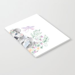 Baby koala with blue eyes and flowers Notebook