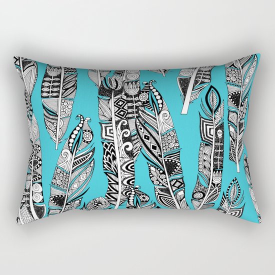 geo feathers turquoise blue Rectangular Pillow