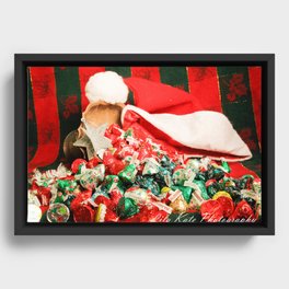 santa hat spilleth over with CHocolate kisses Framed Canvas