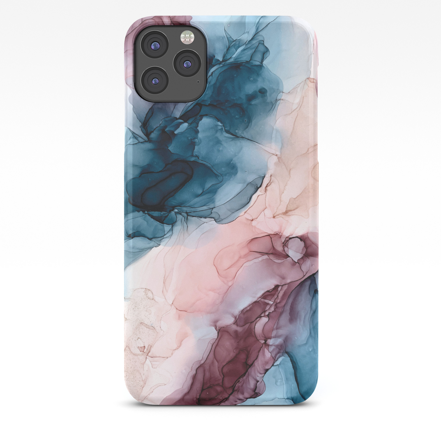 Pastel Plum Deep Blue Blush And Gold Abstract Painting Iphone