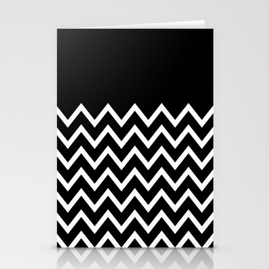 White Chevron On Black Stationery Cards