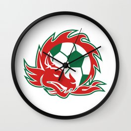 Welsh Dragon Soccer Ball Wall Clock | Mascot, Graphic, Wales, Ball, Red, Sport, Soccer, Dragon, Retro, Graphicdesign 