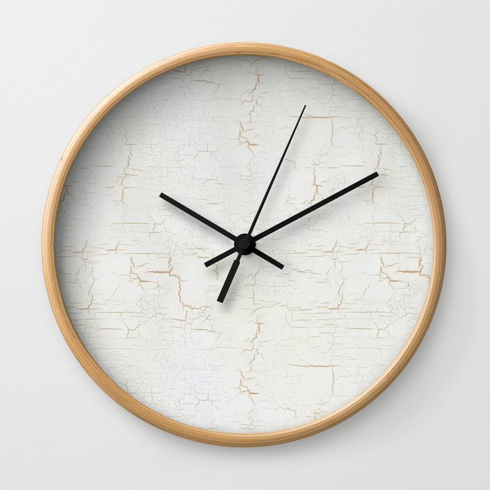 White Crackle Paint on Gold Pattern Wall Clock