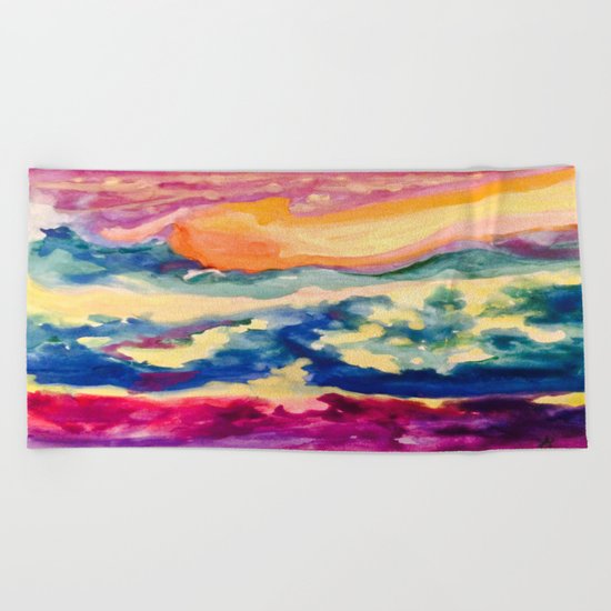 My Starry Watercolor Night Beach Towel