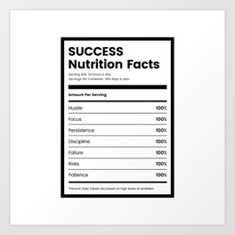 Success Nutrition Facts Art Print
