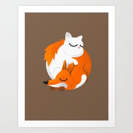 Fox and cat Art Print