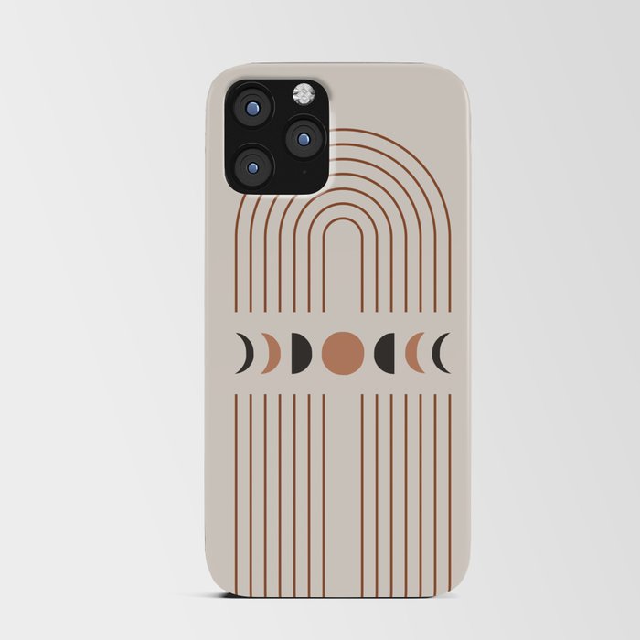 Geometric Lines and Shapes 6 in Black Brown Shades (Rainbow and Moon Phases Abstract) iPhone Card Case