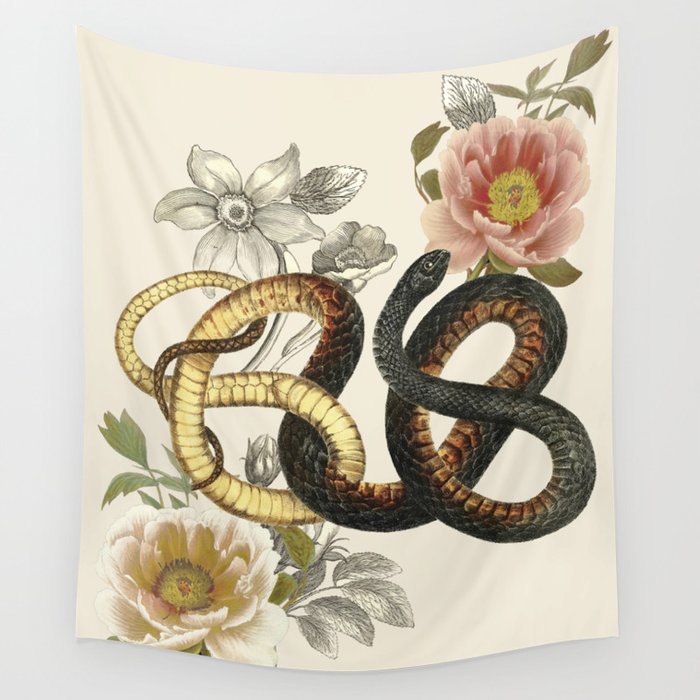 Floral Snake Wall Tapestry by Wild Palms Society6