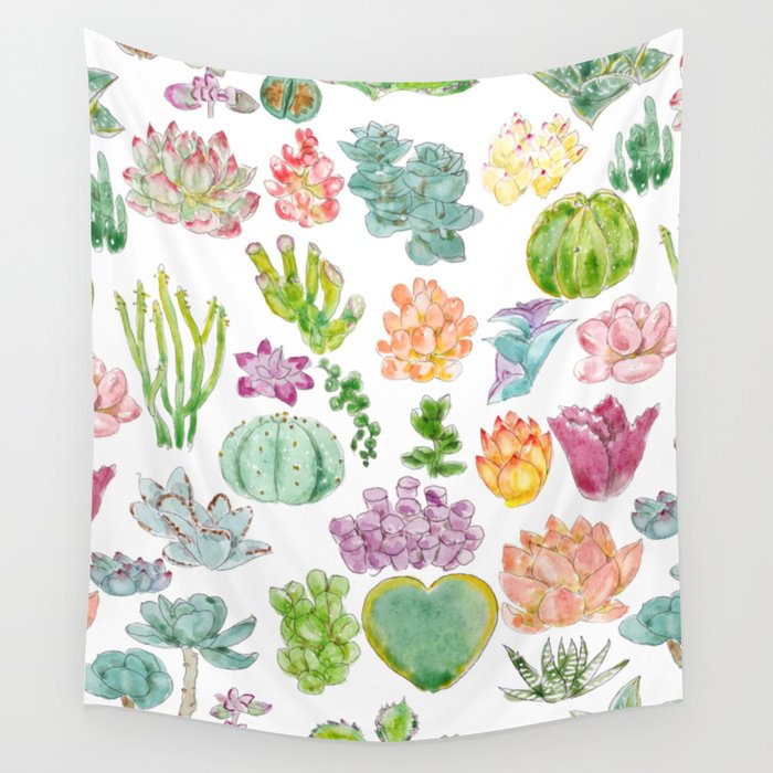 succulent collection ink and watercolor  Wall Tapestry