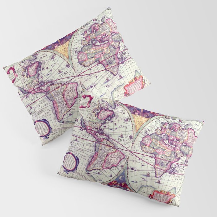 Old Map World Pillow Sham