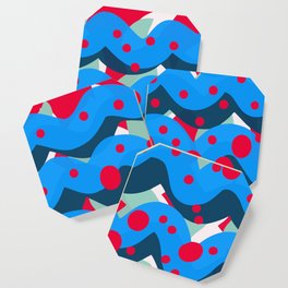 abstract pop art pattern design blue red Coaster
