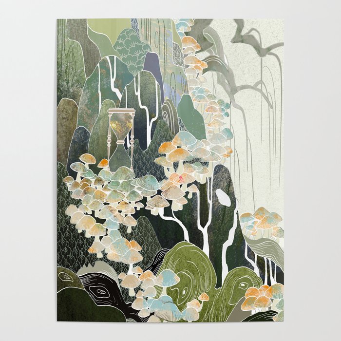 Willow, Moss, Mushrooms, and Hourglass Poster