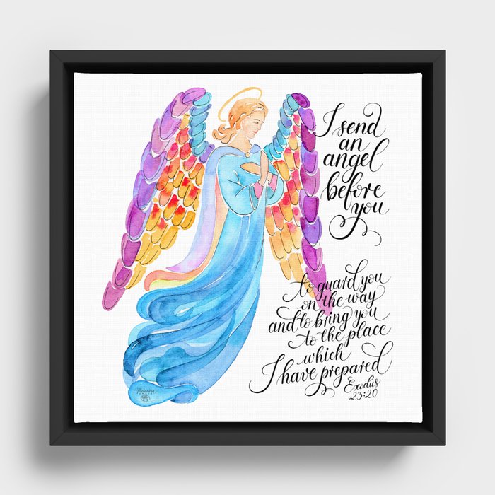 Guardian Angel, bible verse from Exodus 23:20 Framed Canvas