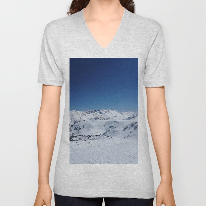 Snowy Mountains V Neck T Shirt