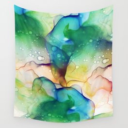 Mermaid Ocean Green Flowing Abstract Painting Wall Tapestry