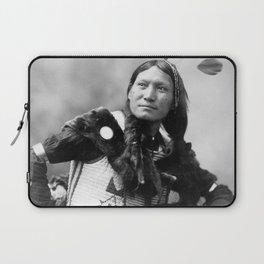 Sunflower, Dakota Sioux warrior portrait 1899 Native American tribe black and white photograph - photography - photographs Laptop Sleeve