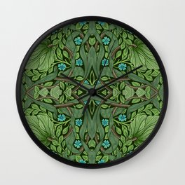 Vintage Green Botanical Pattern - William Morris Pimpernel Wall Clock