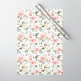 Sunny Floral Pastel Pink Watercolor Flower Pattern Wrapping Paper