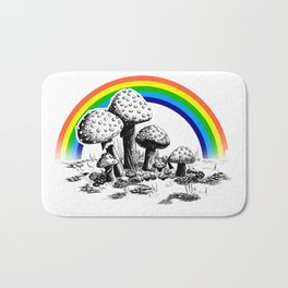 Rainbow Psilocybin Mushroom Psychedelic Portrait Bath Mat