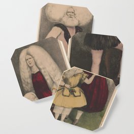 The wonderful albino family - la maravilosa familia albi (trimmed), Vintage Print Coaster