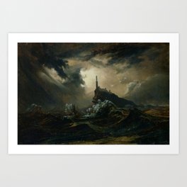 Carl Blechen - Stormy Sea with Lighthouse - German Romanticism - Oil Painting Art Print