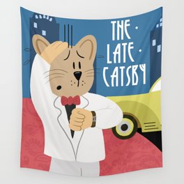The Late Catsby - Funny Art Nouveau Design - Book Cover Wall Tapestry