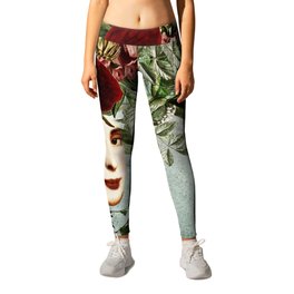 Portrait with flowers and monkeys Leggings