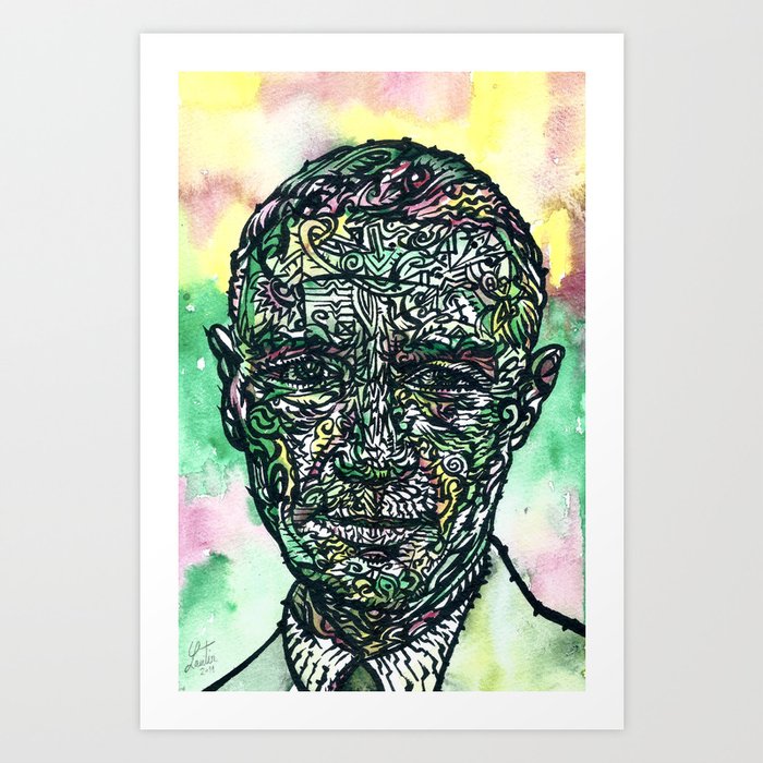 J. ROBERT OPPENHEIMER - watercolor and ink portrait Art Print