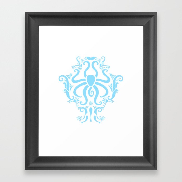 Greek Octopus Blue Framed Art Print