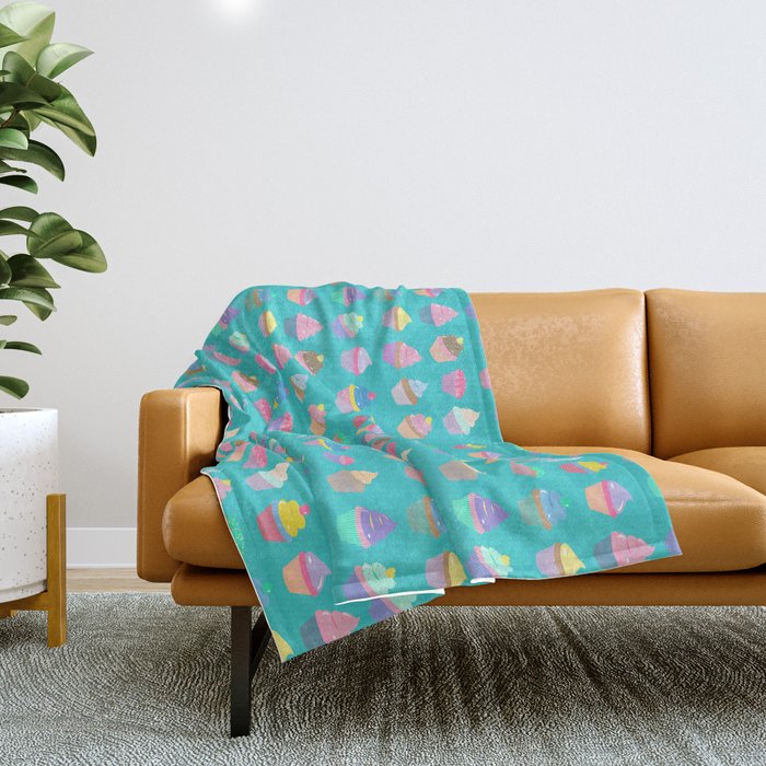 Cupcake sweet dream colourful factory pattern Throw Blanket