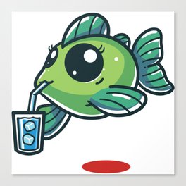 Cute Fish Drinking Ice Water Canvas Print