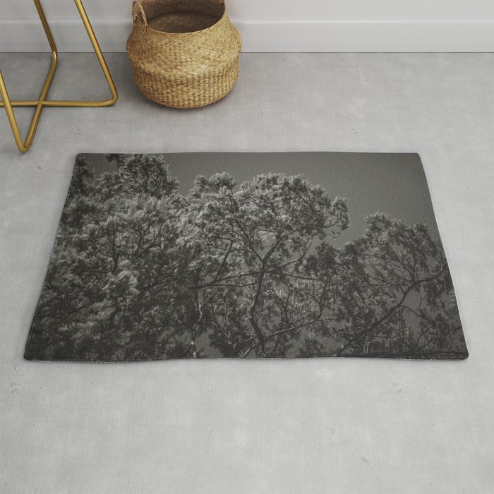 Jungle Leaves - Black and White - Real Tree #4 Rug