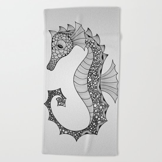Drawn Seahorse Beach Towel