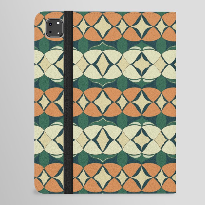 Modern abstract weave pattern – green and orange iPad Folio Case