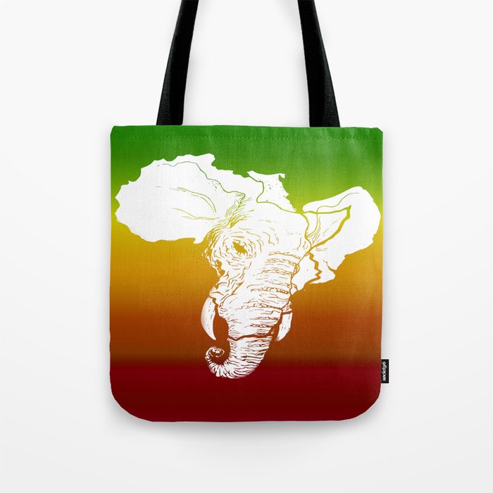 Rasta White African Elephant Tote Bag