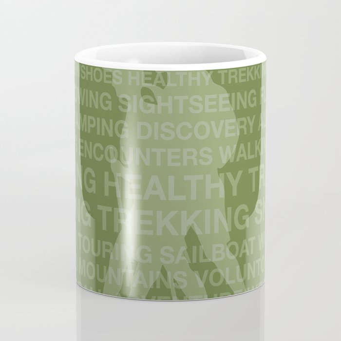 Healthy Trekking Olive Typography Logo Travel Design Coffee Mug By Driveindustries Society6