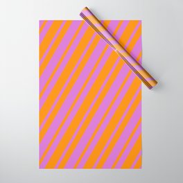 [ Thumbnail: Dark Orange & Orchid Colored Striped/Lined Pattern Wrapping Paper ]