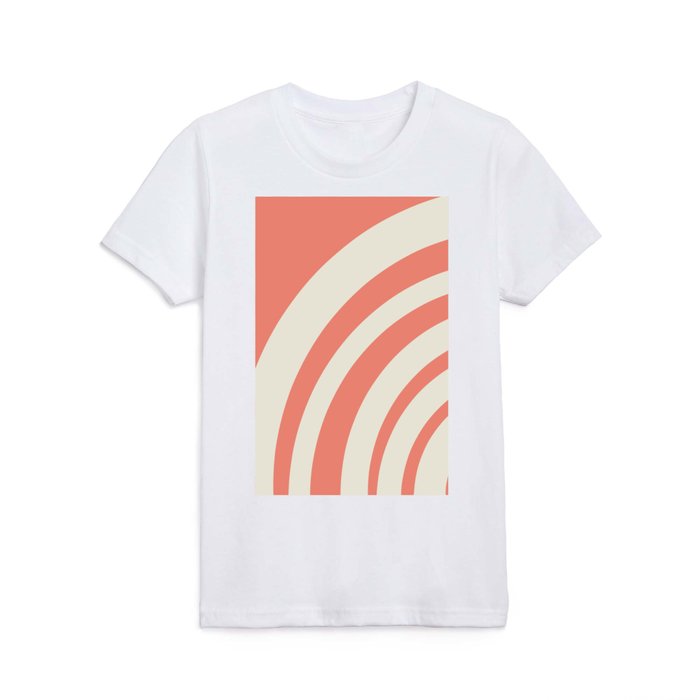 Modern Geometric Rainbow in Coral and White Kids T Shirt