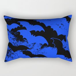 Black Bats In Flight Blue Rectangular Pillow