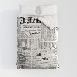 Black And White Collage Of Grunge Newspaper Fragments Comforter