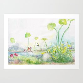Little Buddies Adventure on Wetlands Art Print