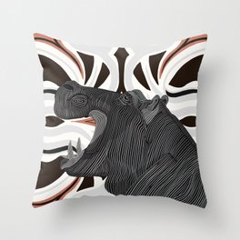 Modern Hippo Throw Pillow
