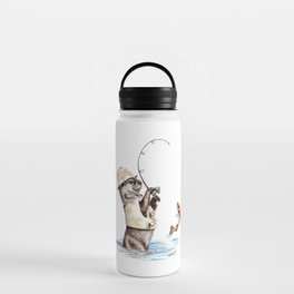 " Natures Fisherman " fishing river otter with trout Water Bottle