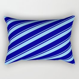 [ Thumbnail: Light Sky Blue & Blue Colored Lined Pattern Rectangular Pillow ]