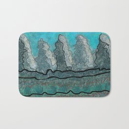The Mountains Allure Bath Mat | Digital, Texture, Plains, Hills, Sky, Frostymountains, Mountains, Watercolor, Comprehensive, Graphicdesign 