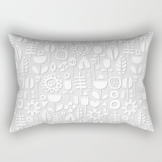 paper cut flowers white silver Rectangular Pillow