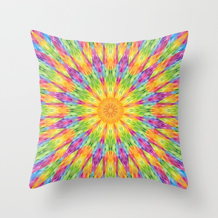 Rainbow Mandala Throw Pillow