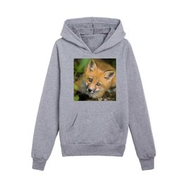 Close-up Portrait Youthful Fox Pup Face Animal / Wildlife / Nature Photograph Kids Pullover Hoodies