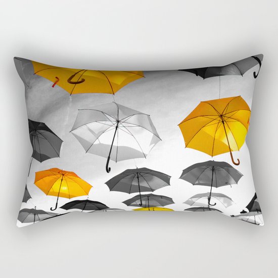 Yellow is my color - Yellow and Black Umbrellas Rectangular Pillow